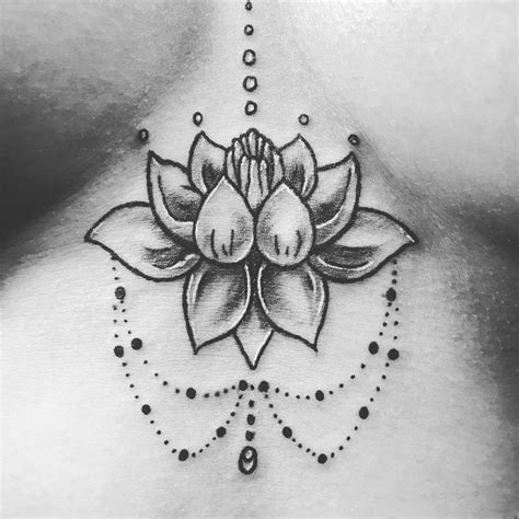 sternum lotus tattoo|sternum tattoo for large breasts.